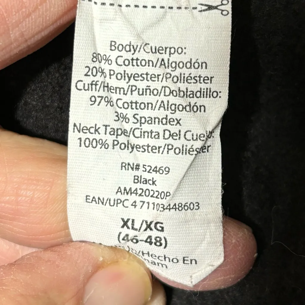Athletic works XL black w/camo gray shoulders sleeves & hood. Strings intact - Image 7
