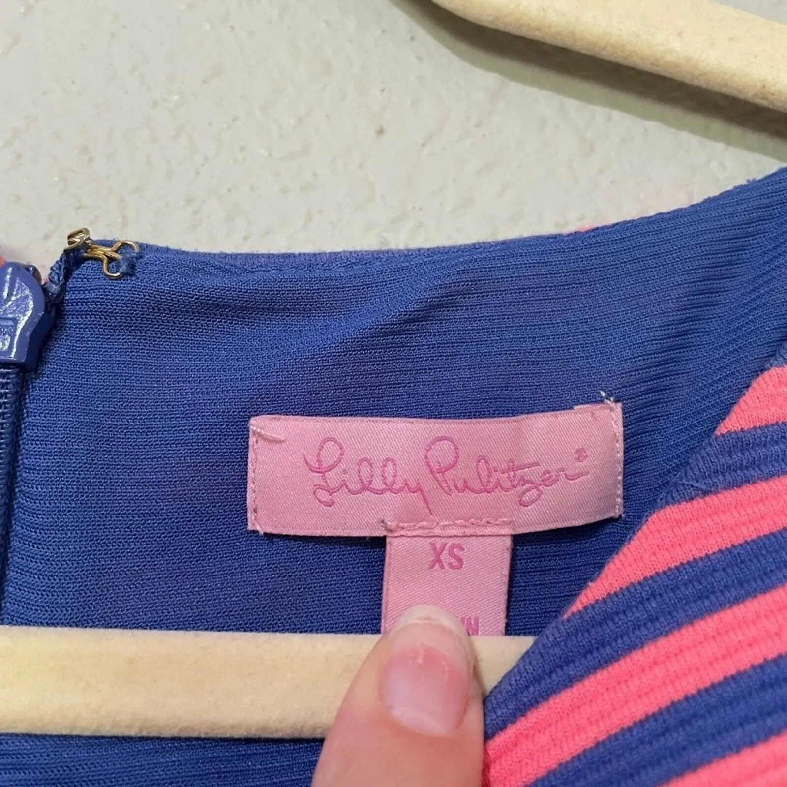 Lilly Pulitzer Pink & Blue Striped Fit Flare Dress XS Cap Sleeve Preppy Pleated - Image 5