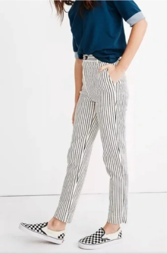 Madewell Women's Tapered Pants in Stripe Size 27 - Image 1