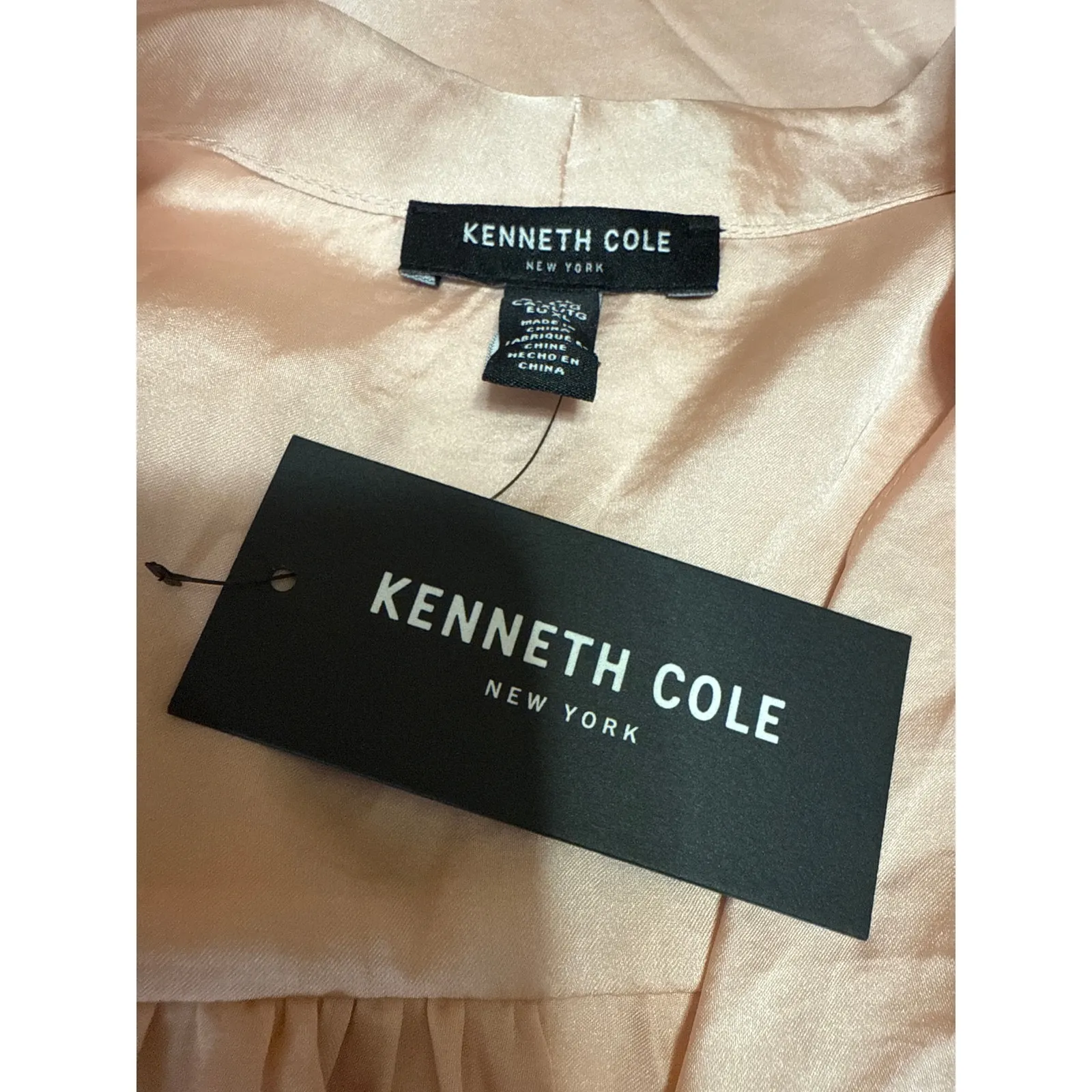 NEW Kenneth Cole Coral Silk Satin Long Sleeve V Neck Shirt Blouse Top Size XL - Image 4