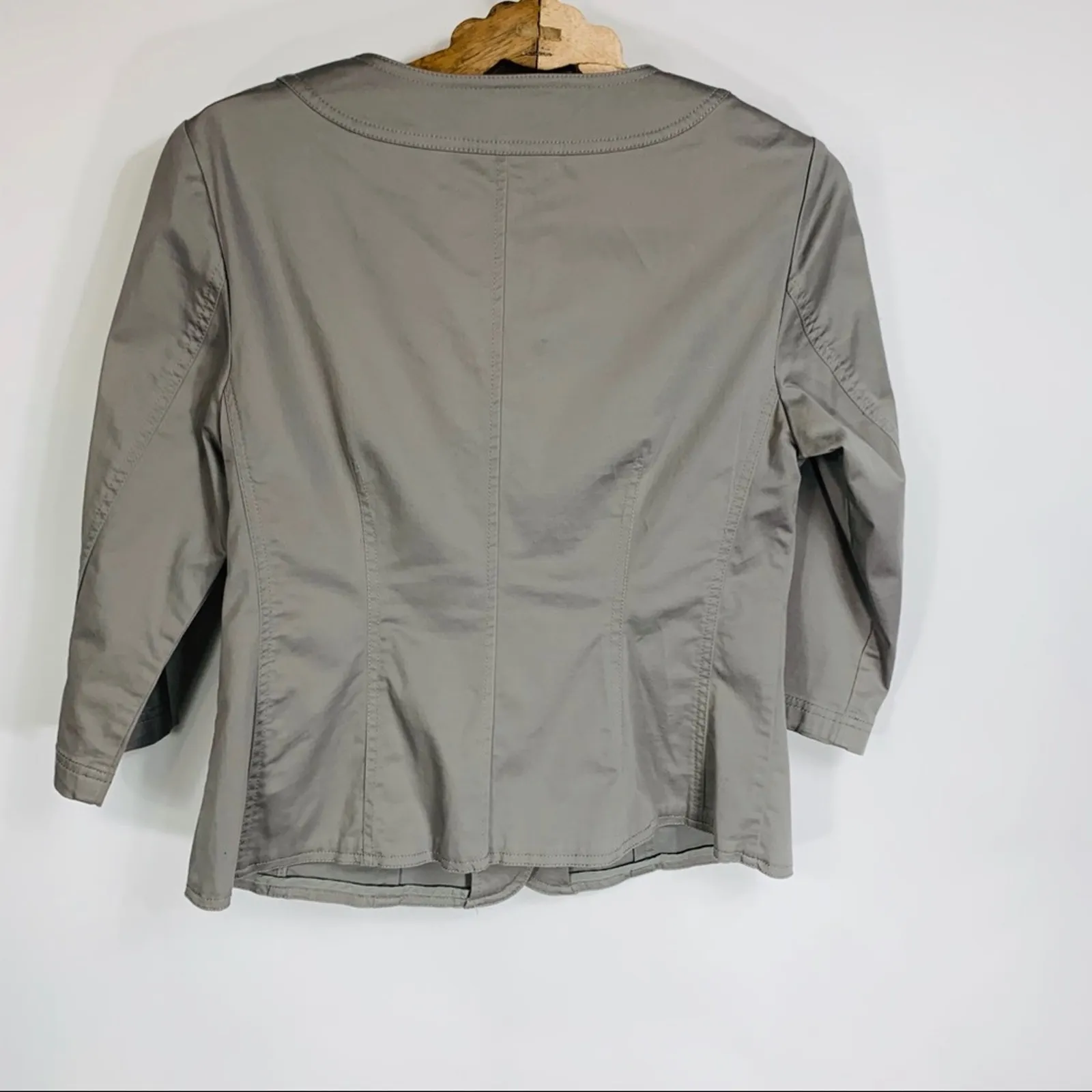 J Jill Khaki Green Jacket Blazer 8P Cotton Lady Jacket - Image 6