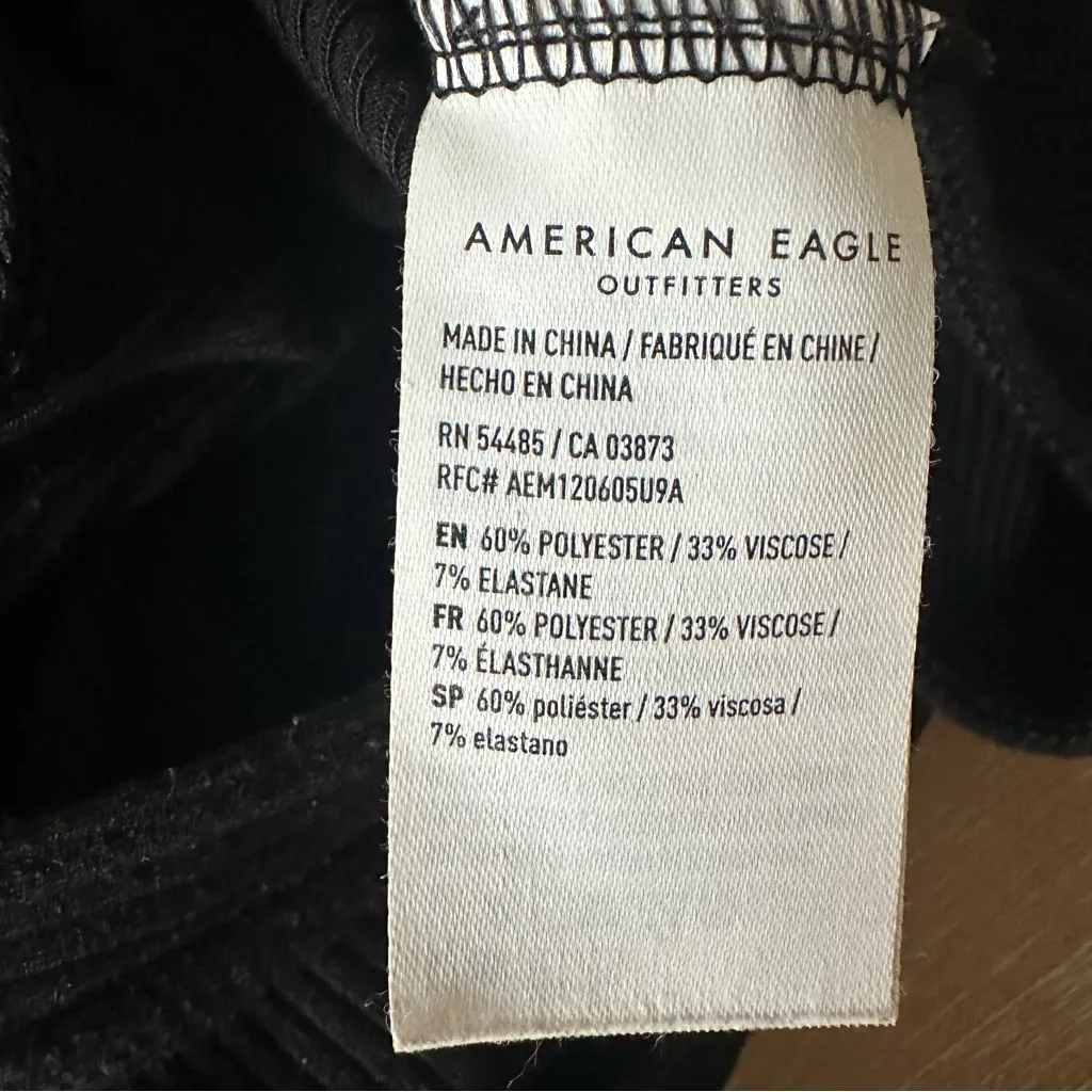 American Eagle Black Ribbed Henley Bodysuit - Image 5