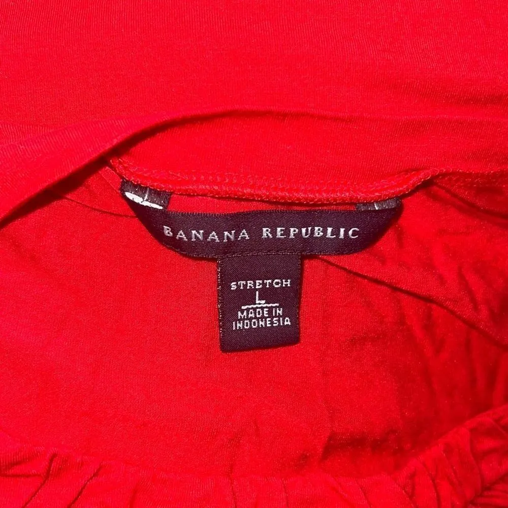 ✨Banana Republic Red Long Sleeve Scoop Neck Rouched Collar Shirt✨ - Image 3
