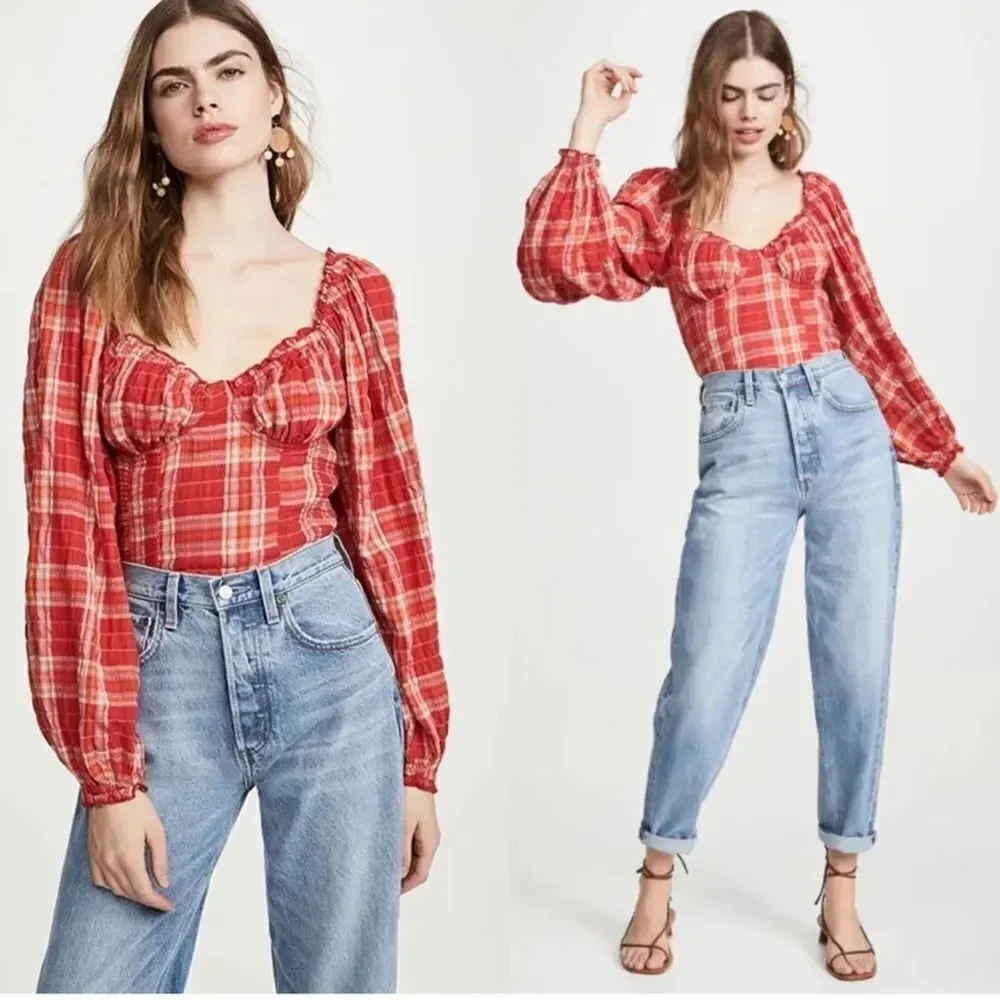 Free People Cherry Bomb Balloon Sleeve Top - Image 9