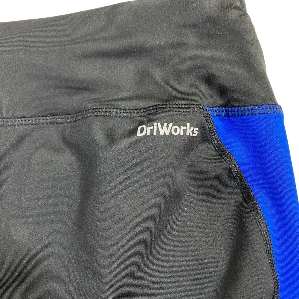 ATHLETIC WORKS Leggings Cropped Capris Size 8 Black Blue Drawstring Activewear - Image 4