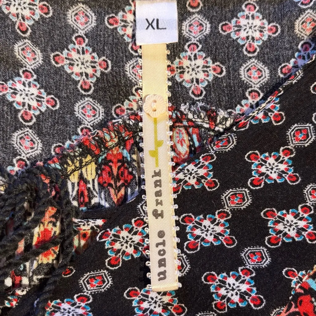 Uncle Frank Festival Boho Dress XL – Lace-Up Babydoll Crinkle w/ Pockets🧡 - Image 8