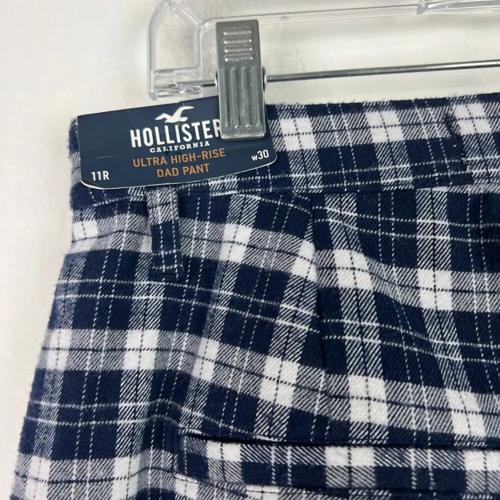 NWT Hollister Ultra High-Rise Dad Pant Plaid Blue Size 30 11R NEW - Image 9