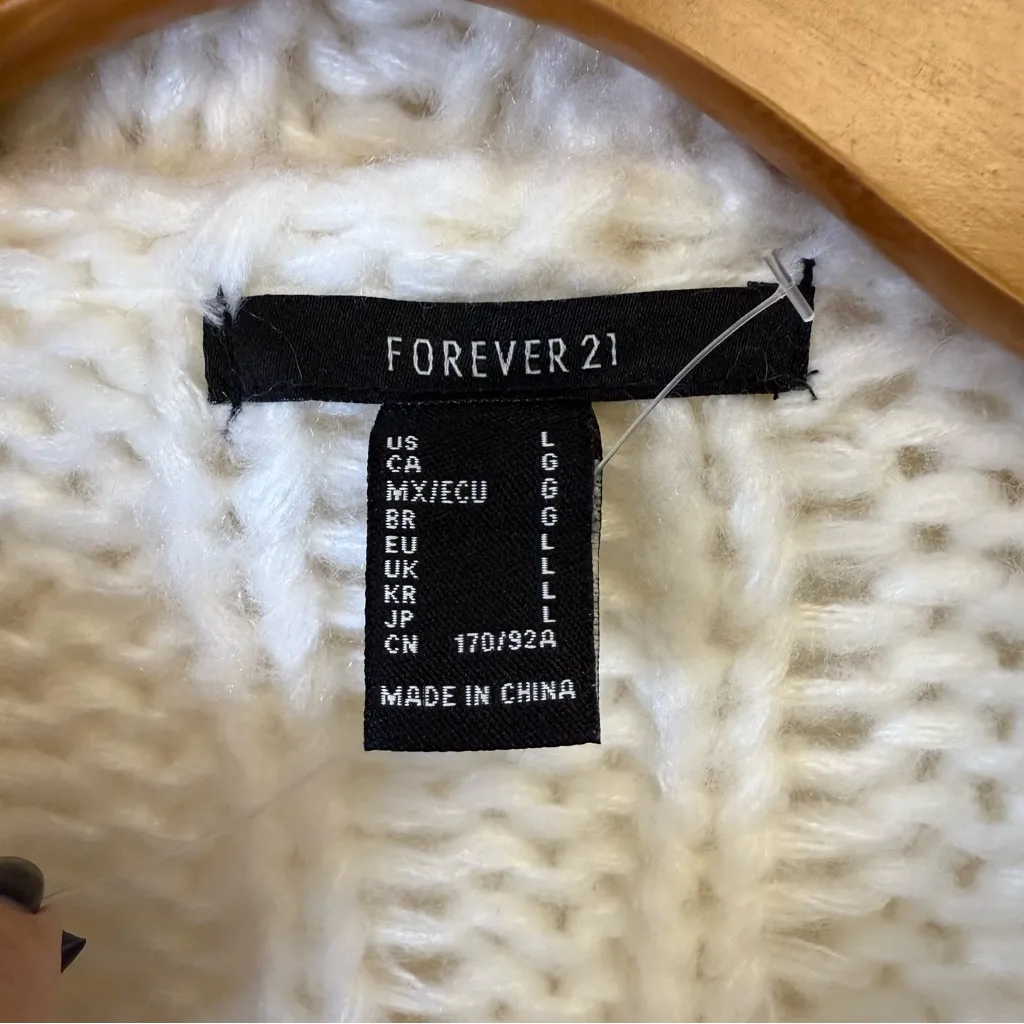 New! Forever 21 Chunky Knit Cowl Neck Sweater Winter White Women’s Size Large - Image 7