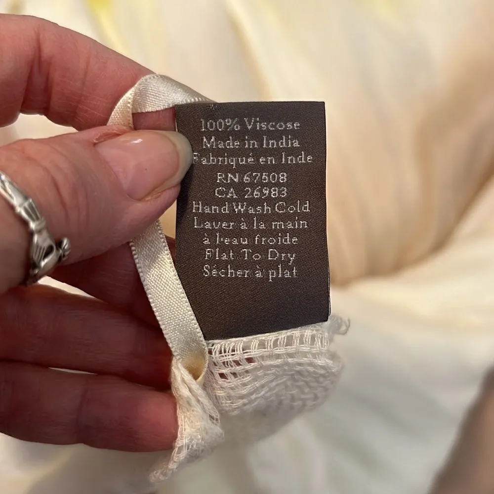 Vince Camuto OSFM swim coverup kimono cream tan & green tassels GUC 1 small spot - Image 4