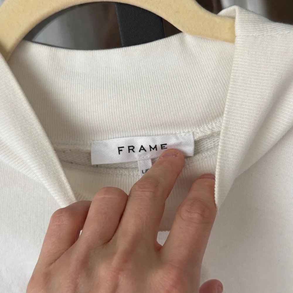 FRAME mock neck sweater balloon sleeve sweatshirt striped ribbed french terry - Image 4