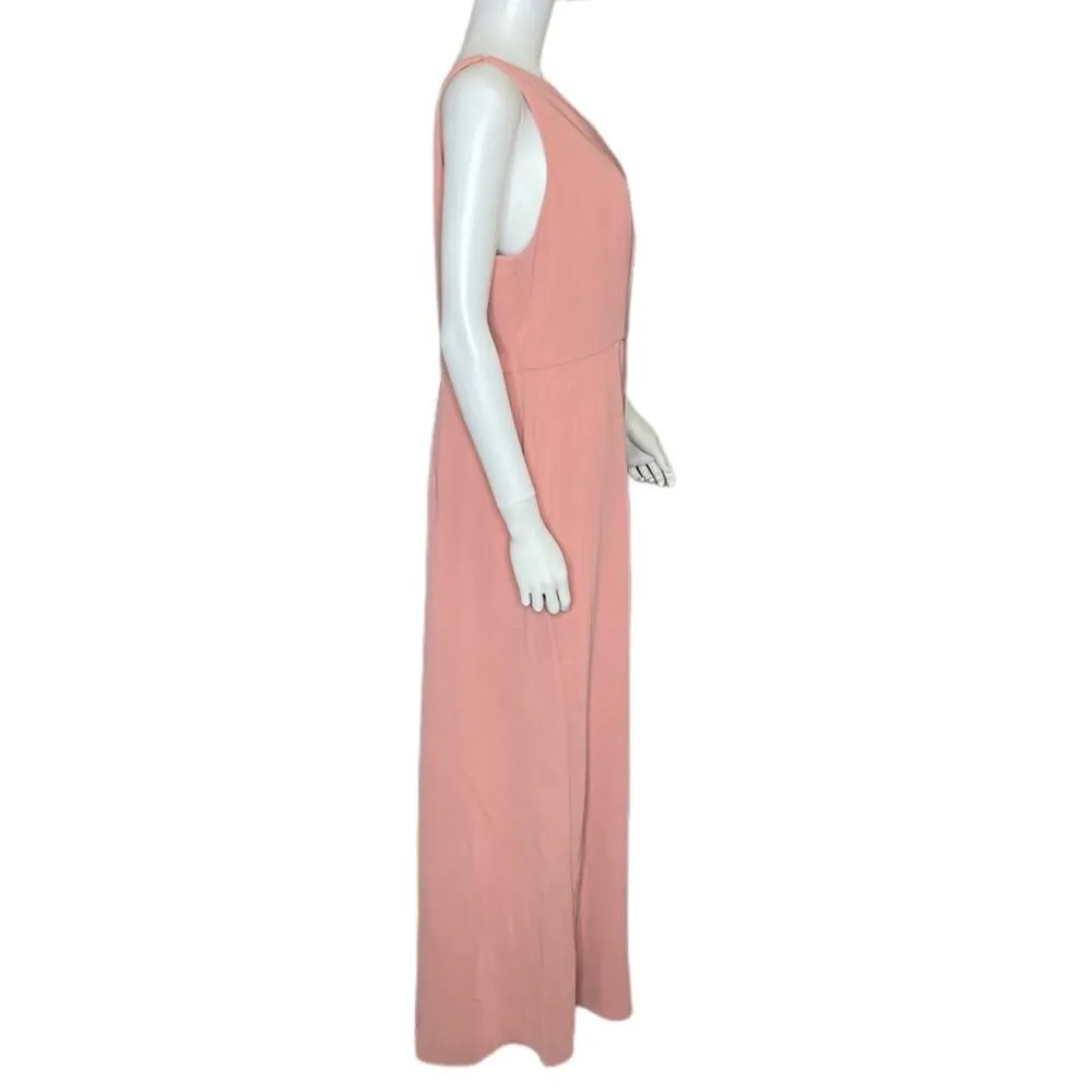 After Six Skinny One Shoulder Trumpet Gown With Front Slit in Desert Rose Sz 22W - Image 3
