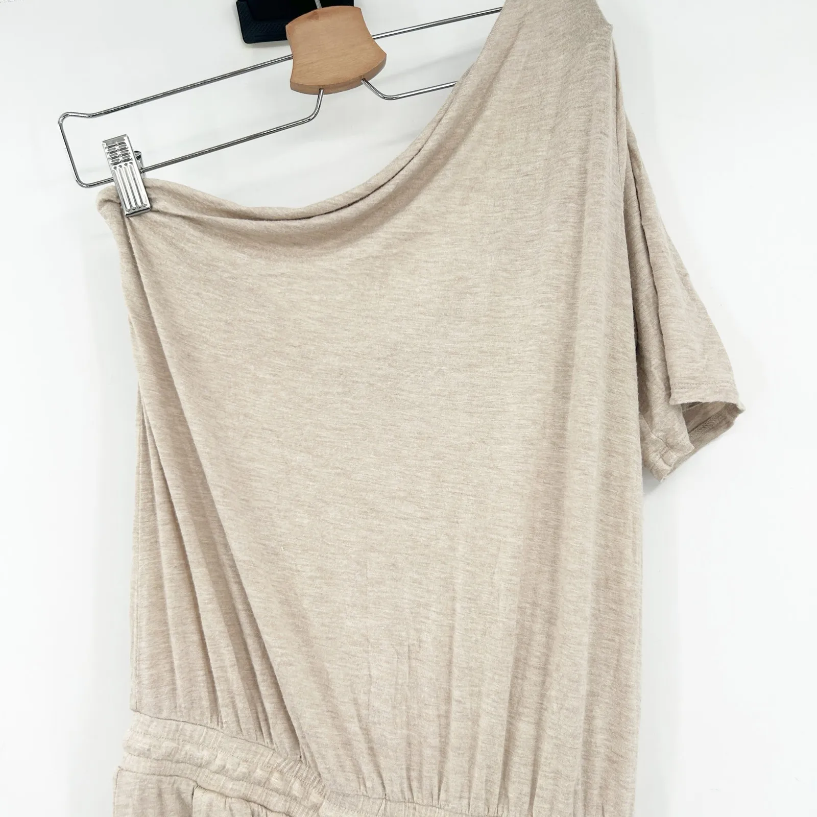 Cherish‎ Womens Lounge Neutral Athleisure Drawstring Waist One Shoulder Jumpsuit - Image 3