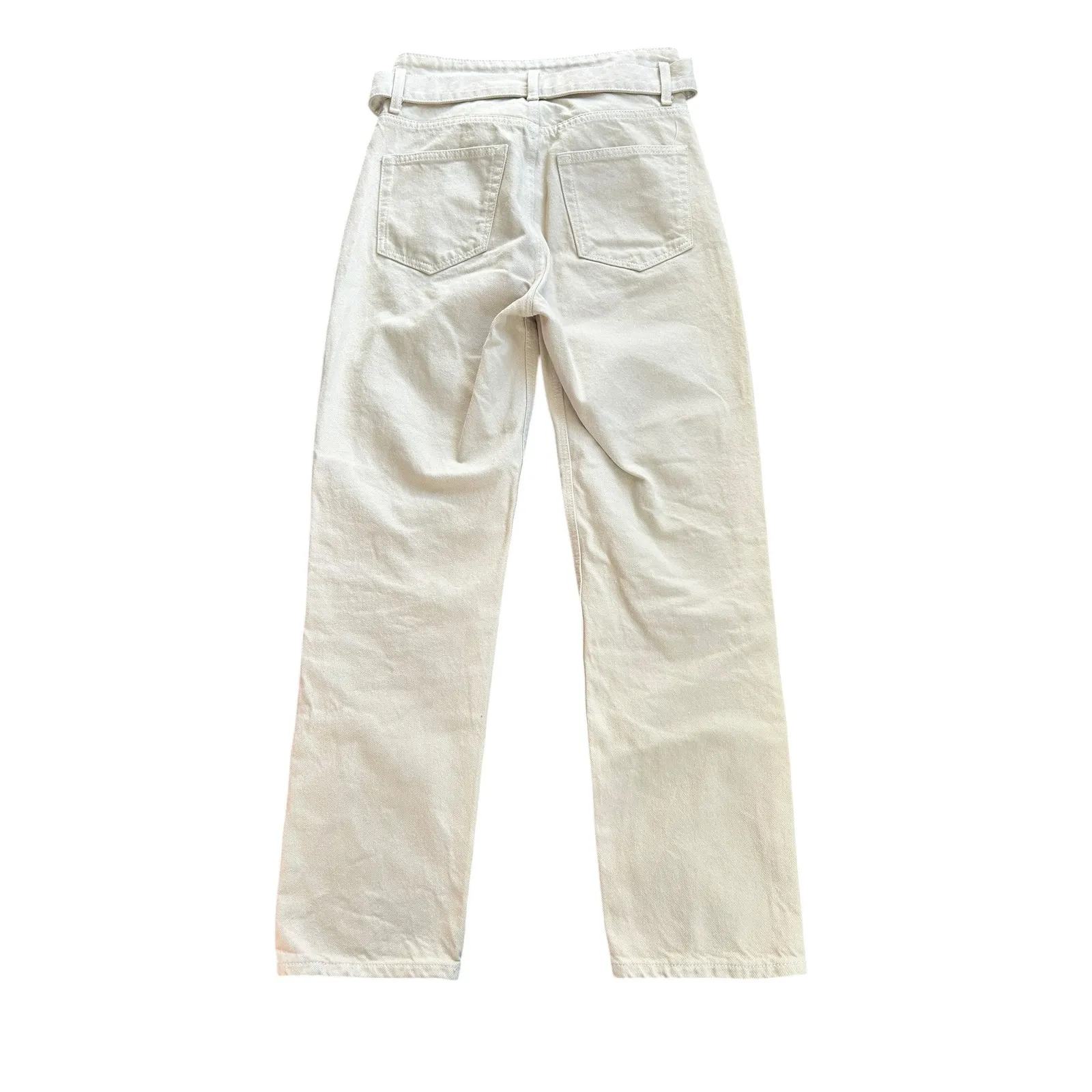 Reformation Cynthia Belted High Rise Straight Leg Jeans Bonnie Cream Size 28 - Image 10