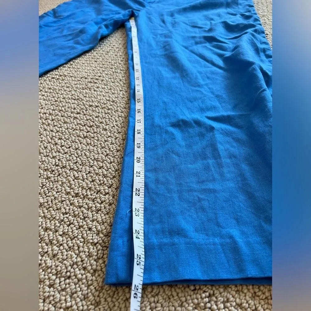 Jason Wu Linen Blend High Waisted Wide Leg Pants, Blue, Size 12, Braided, Flowy - Image 9