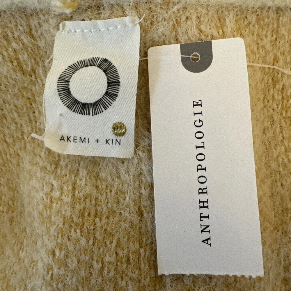 Anthropologie Akemi Kin Women Senna Eyelash Cardigan Sweater One Size Ivory Gold - Image 6