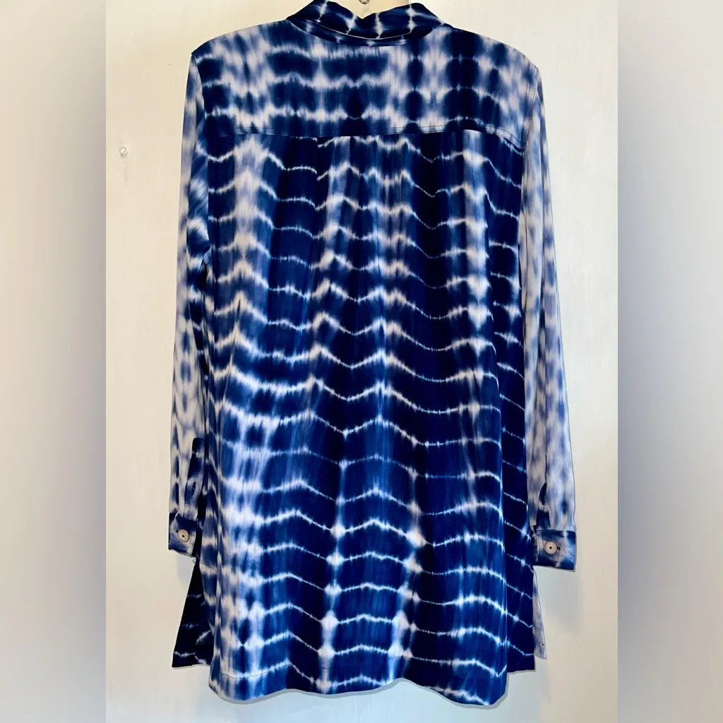 Soft Surroundings Navy and White Rayon Shirt Tie-Dye
Tunic - Image 2