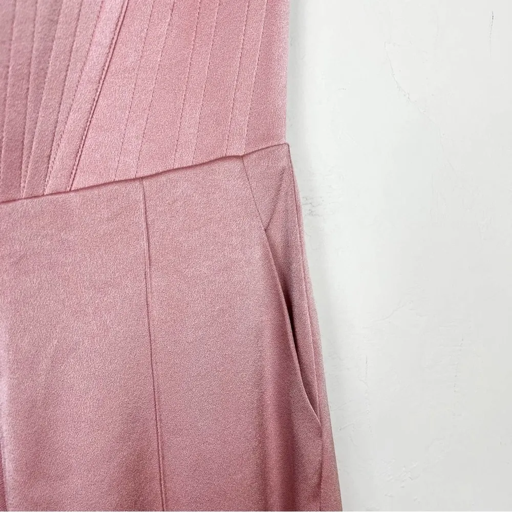 Alex Perry Slaine Satin Crepe Strapless Wide Leg Jumpsuit in Pink - Image 8