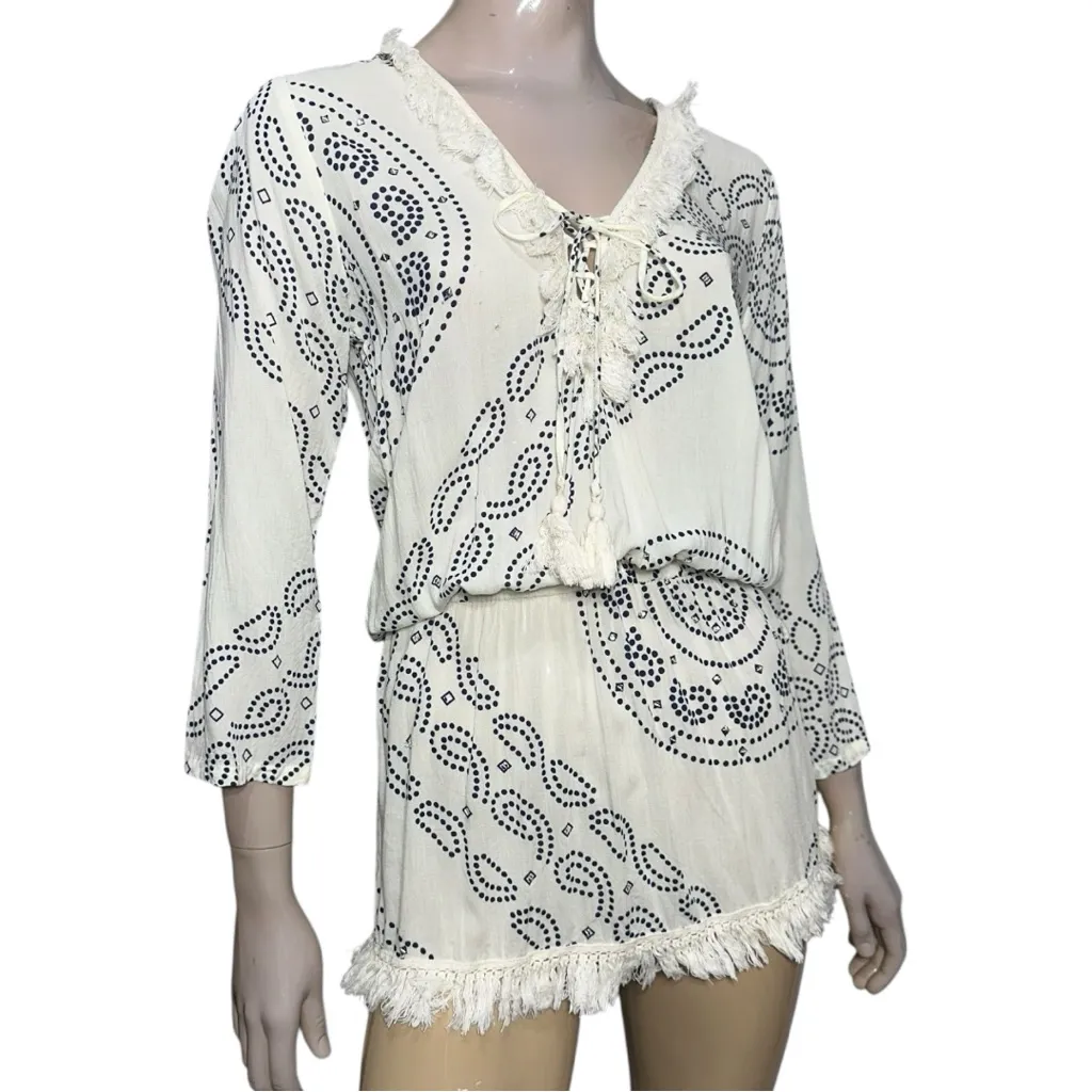 CoolChange Women’s Size S White Navy Blue Raj Chloe Mini Dress Cover Up - Image 3