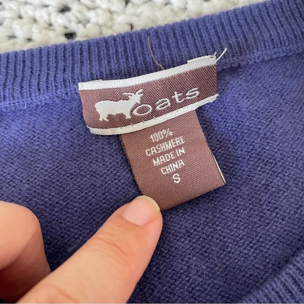 Oats Cashmere Ruffle Front Long Sleeve Cardigan Purple (Small) grandmacore comfy - Image 3