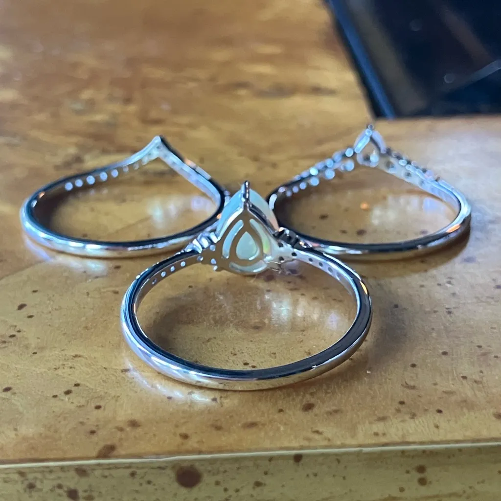 Natural Ethiopian Opal Sterling Silver Ring Set Size 9 - Image 9