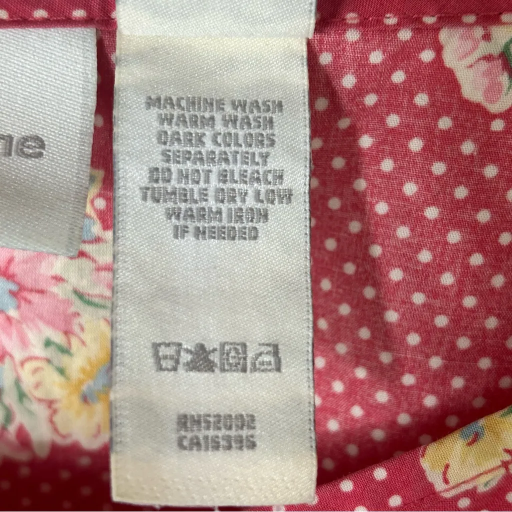 VTG 90’s LIZ CLAIBORNE Red White Polka Dot Floral Midi Cottage Dress Size 8 - Image 7