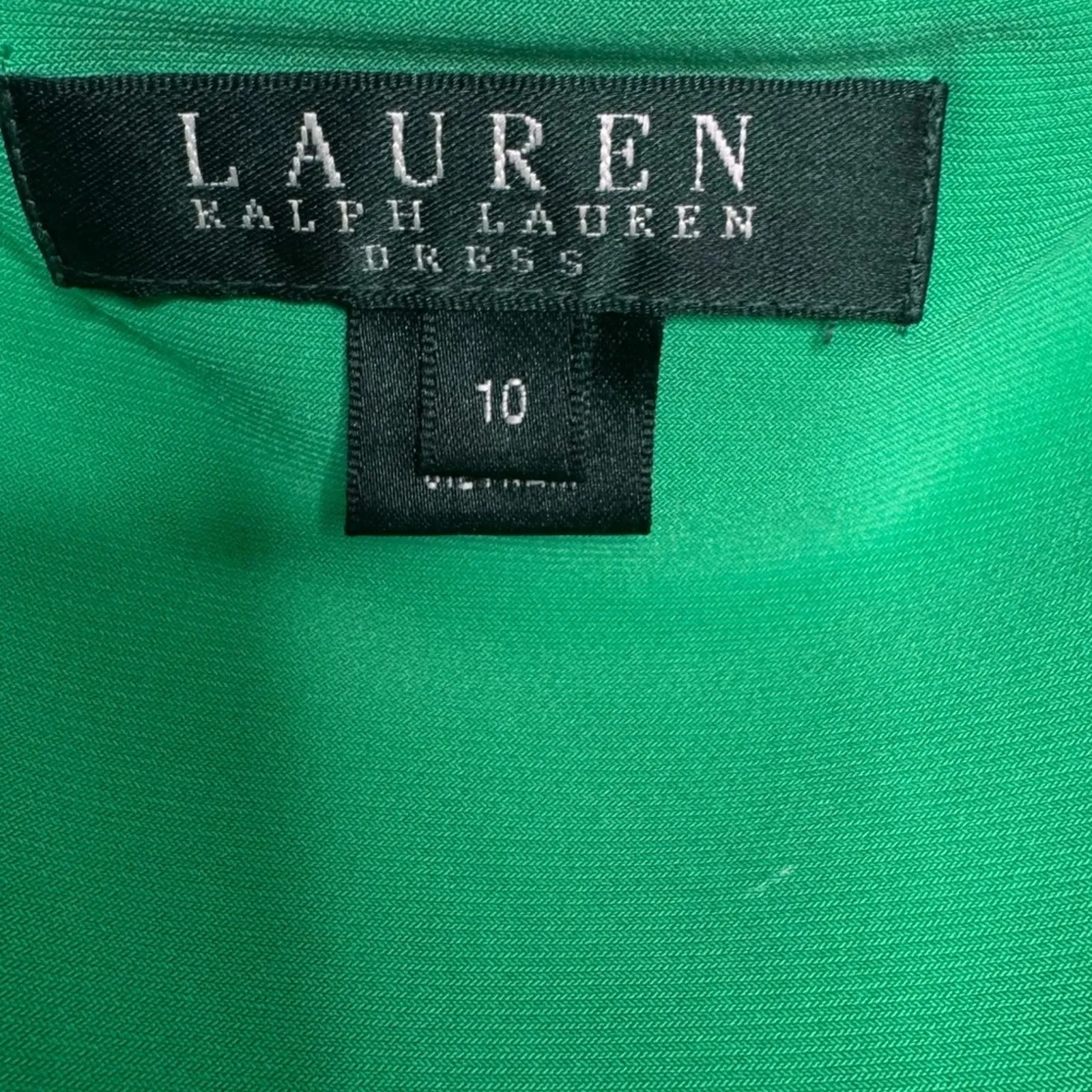 Lauren Ralph Lauren Green Cap Sleeve Ruched V Neck Dress Size 10 - Image 7