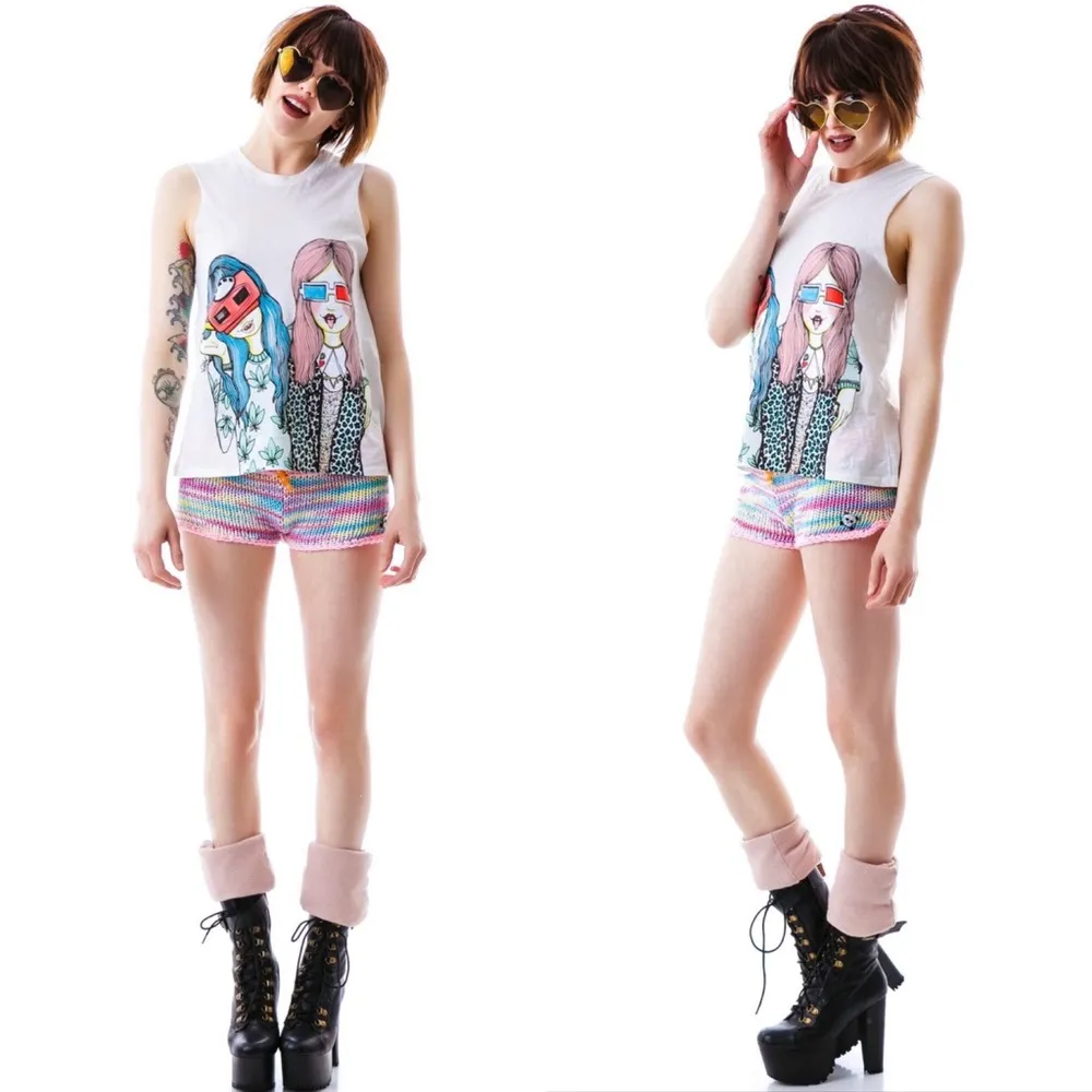 VHTF: Valfre ☻ Vision Girls Weed 3D Muscle Tee ☻ Hand Drawn Graphics ☻︎ Small - Image 2