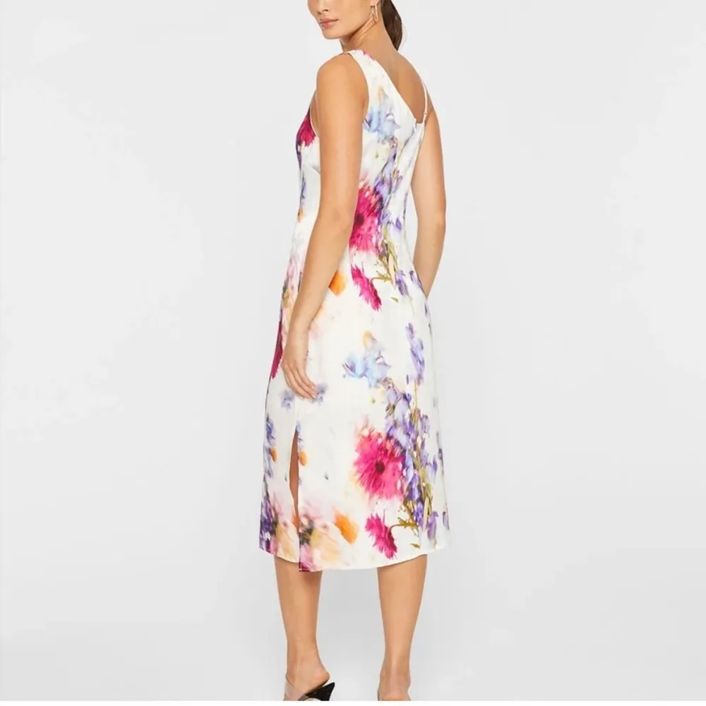 Club‎ Monaco Pink and Purple Slit Midi Sundress , Asymmetrical Size 2 - Image 2