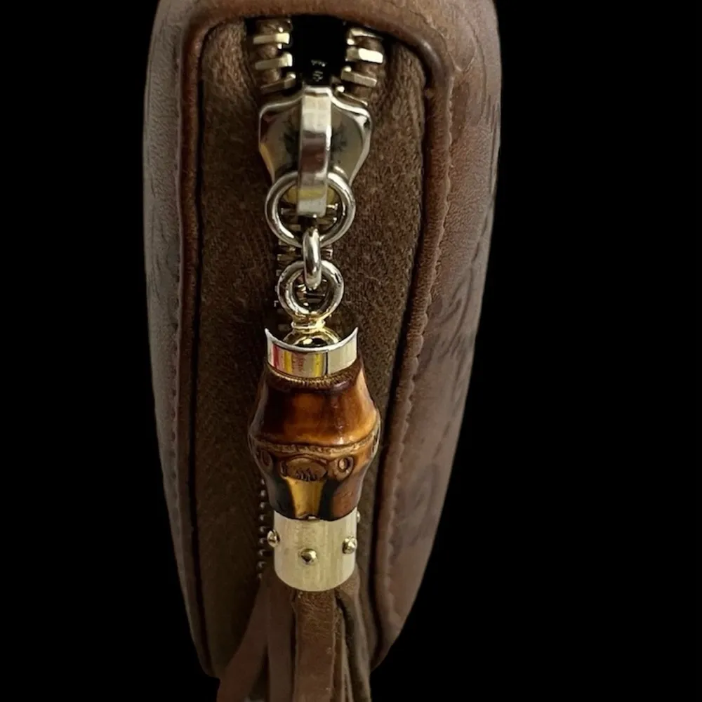 Gucci Brown Sima Bamboo & Tassel Zip Around Organizer Wallet w/ Gucci Bag & COA - Image 8