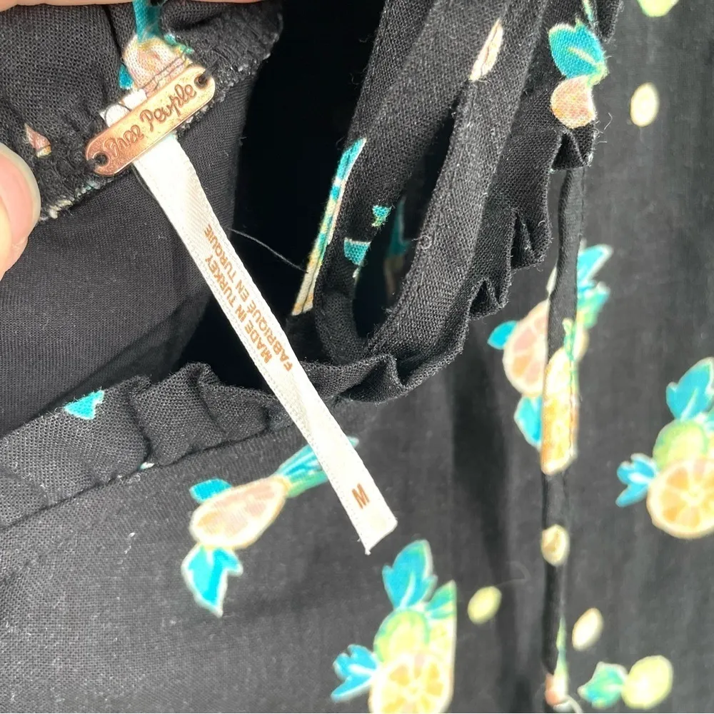 Free People Like A Lady Mini Floral Black Tie Back Mini Tunic Dress - Image 11