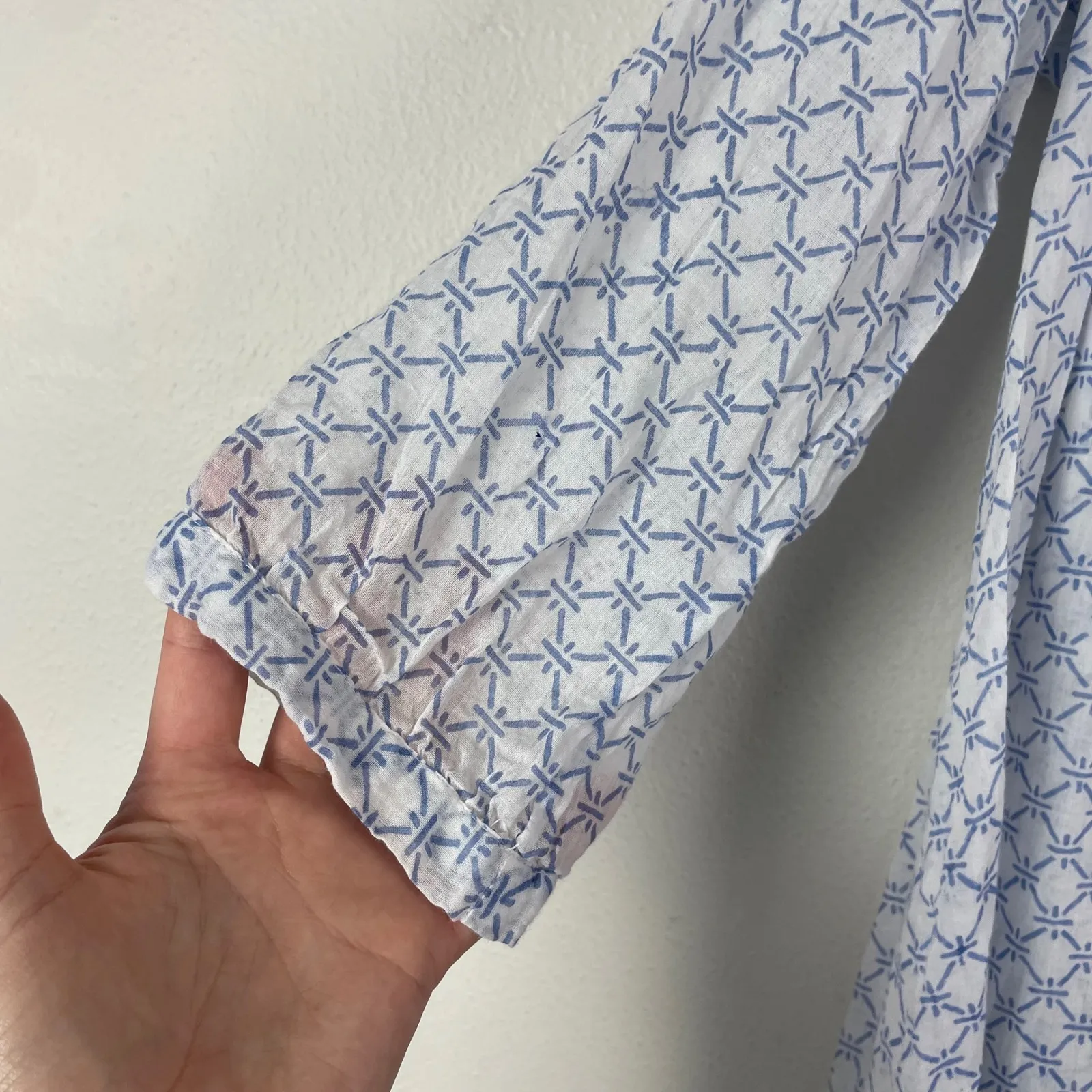 Roller Rabbit Blue White Geometric Tassel Tunic Dress Size M Beach Lightweight - Image 6