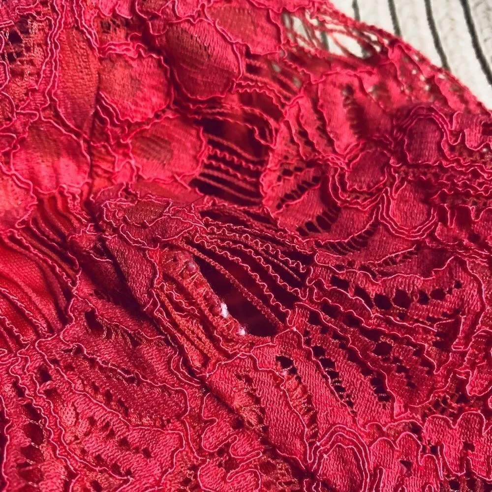 Jessica Howard hot pink/coral lace overlay fringe trim mini dress - Image 7