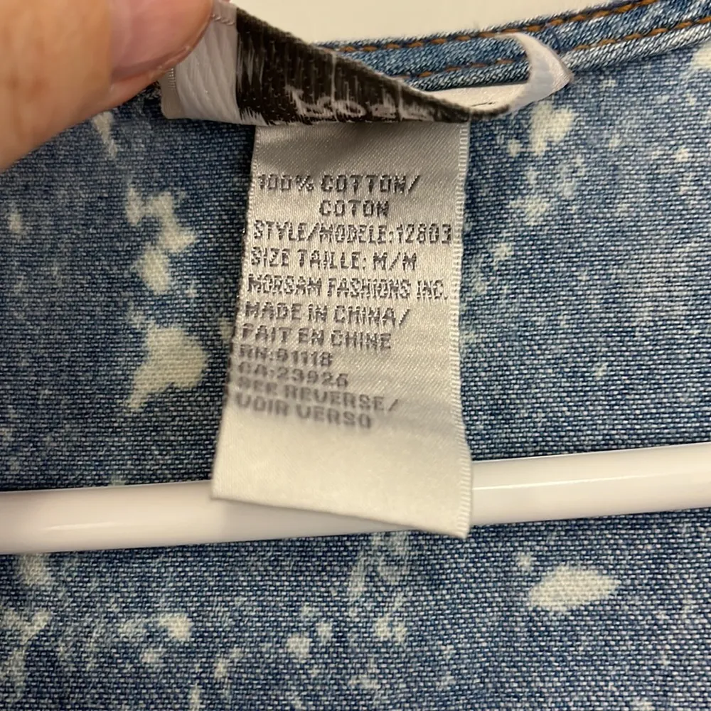 Vintage Jasmine Rose Medium Blue and White Bleach Tie Dye Denim T - Image 6