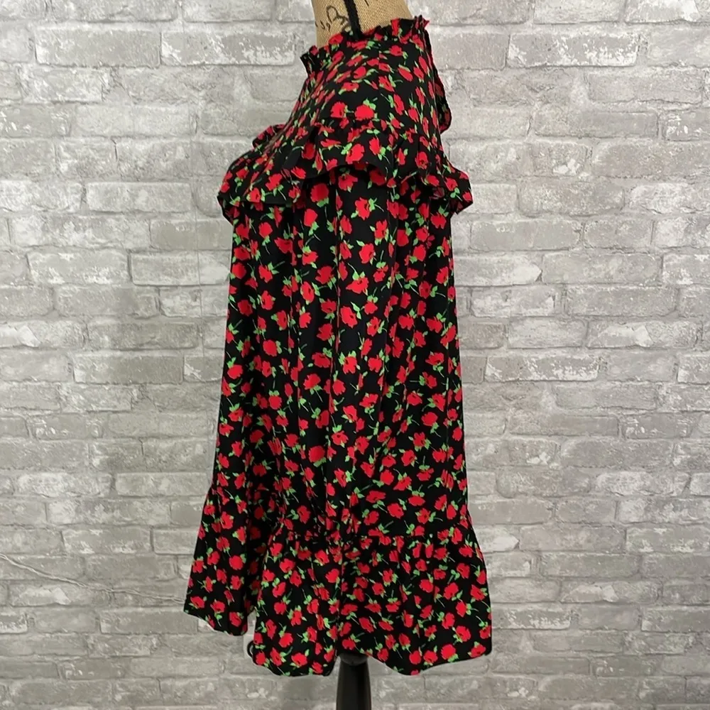 Zara Poplin Floral Ruffle Dress - Image 4