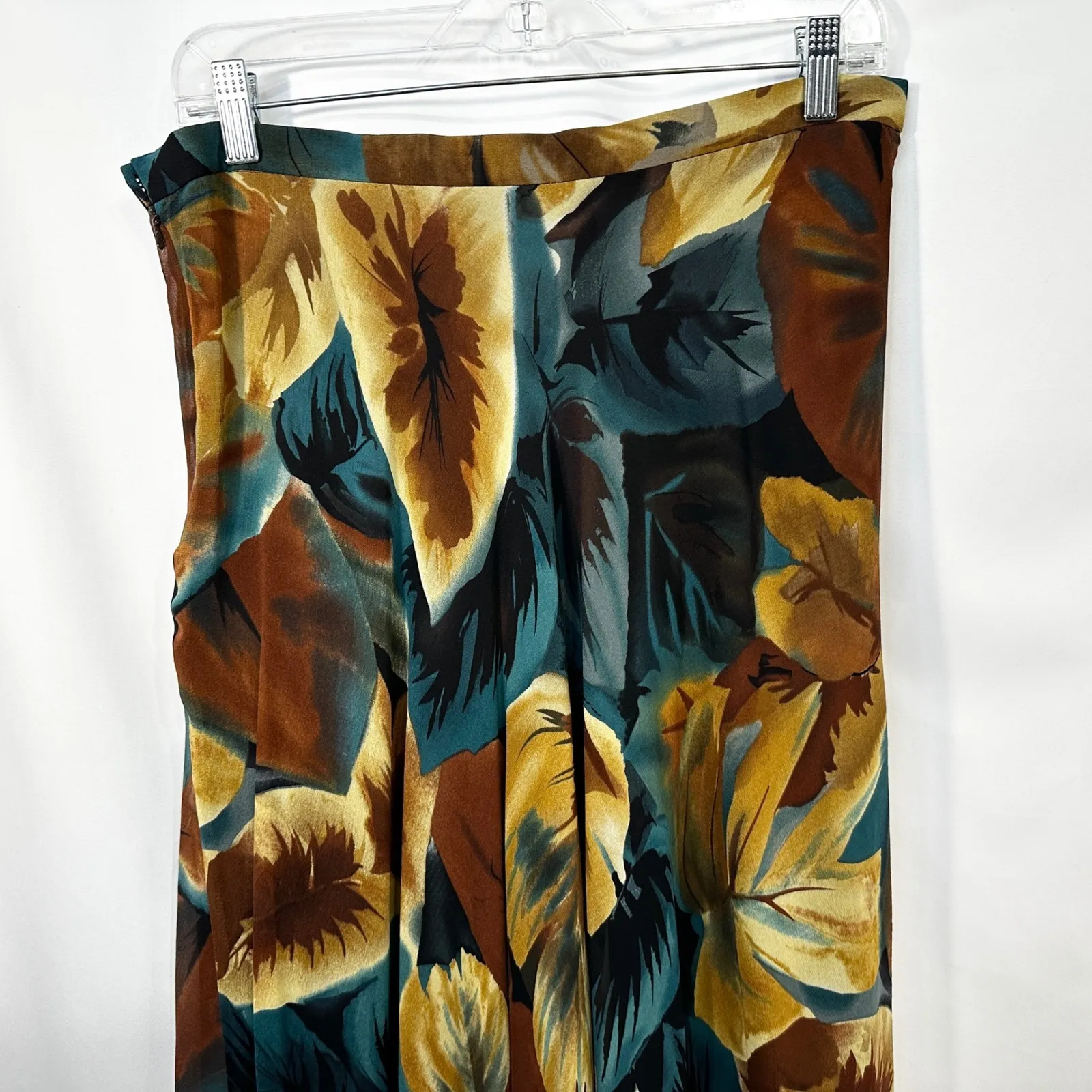 Jones NY Size 12 Maxi Skirt Silk Brown Floral Y2K Fairy Grunge Whimsigoth 640‎ - Image 5