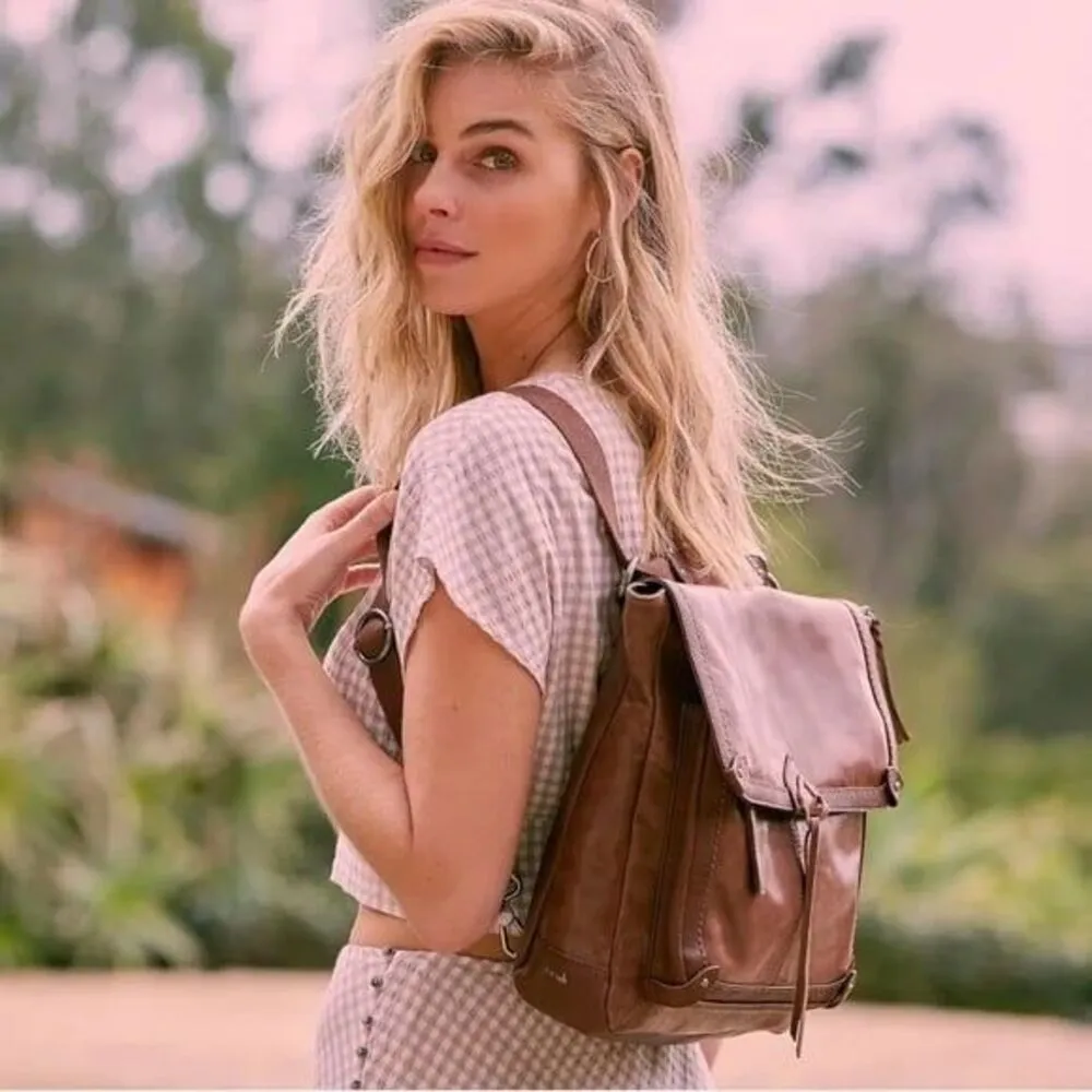 The Sak Ventura Genuine Leather Studded Teak Convertible Backpack Crossbody Bag - Image 2