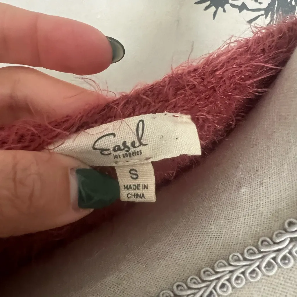 Easel Women's Rust and Cream Striped Sweater Cardigan - Image 5