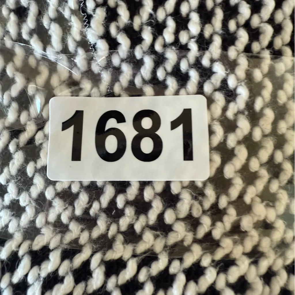 MARINE LAYER Birdseye Knit Cardigan Sweater Coat Size X-L Black White Contrast - Image 12