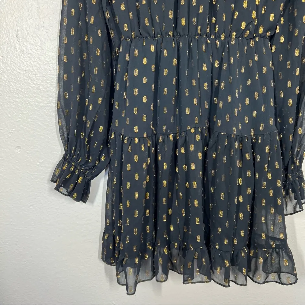 OPT One Pretty Time Black Lluvia Smocked Long Sleeve Mini Dress Size M - Image 10