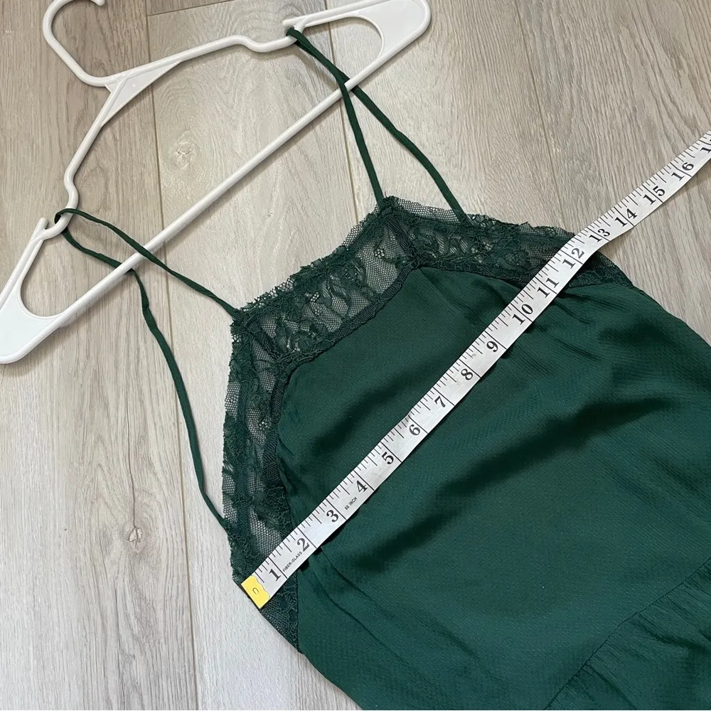 slim fit dress slacks FREE PEOPLE 100% Cotton Green Denim Lace Front Mini Dress (S) – The Freperie main image 0