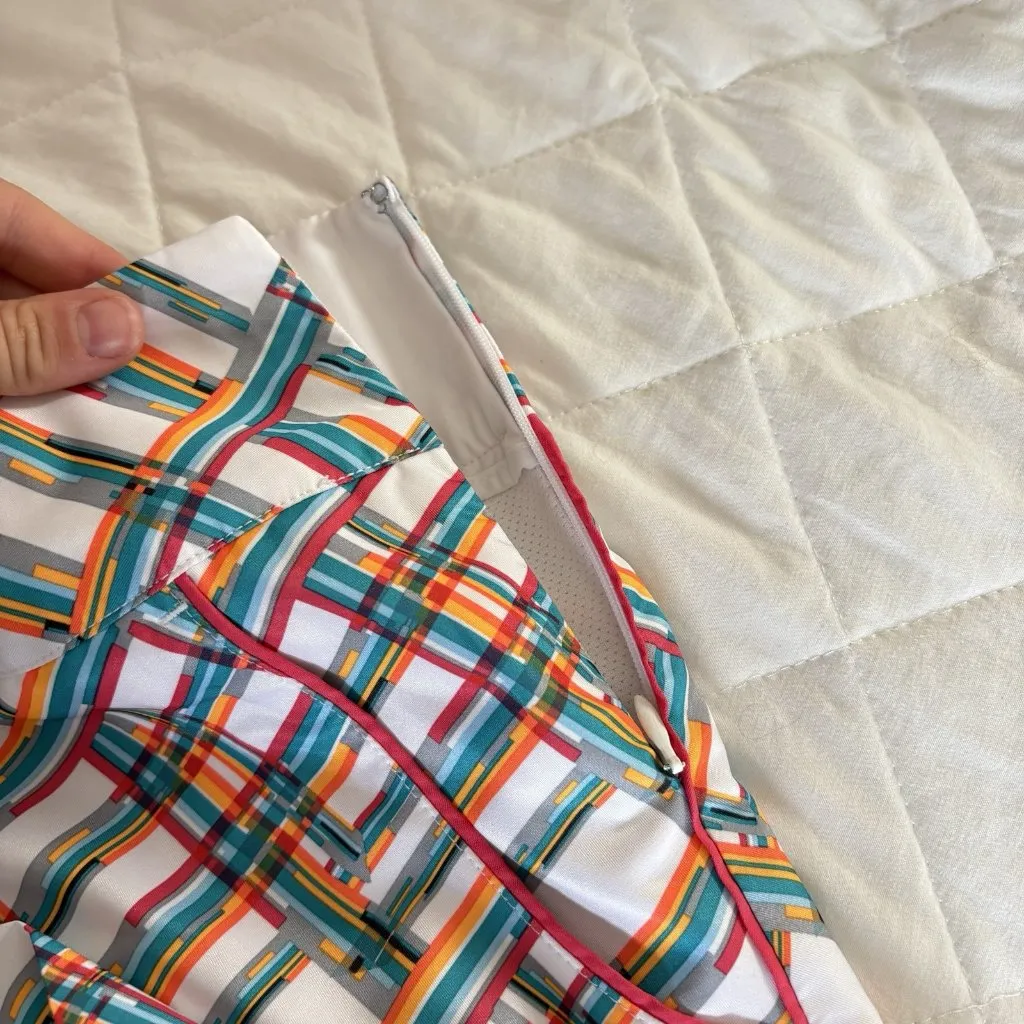 Adidas Womens Size 0 Golf Tennis Athletic Skirt Skort Pockets White Geometric - Image 8