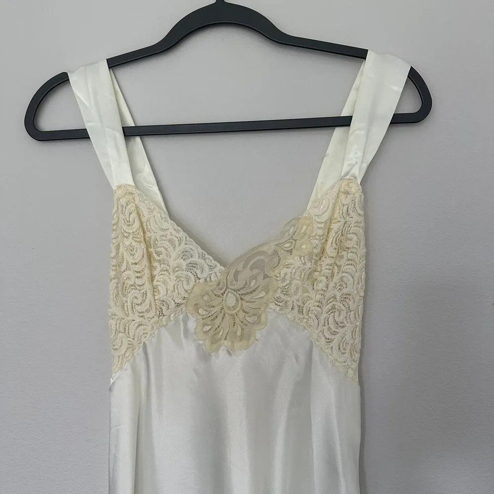Vintage Fernando Sanchez Cream Lace Slip Gown Dress Size XS - Image 5