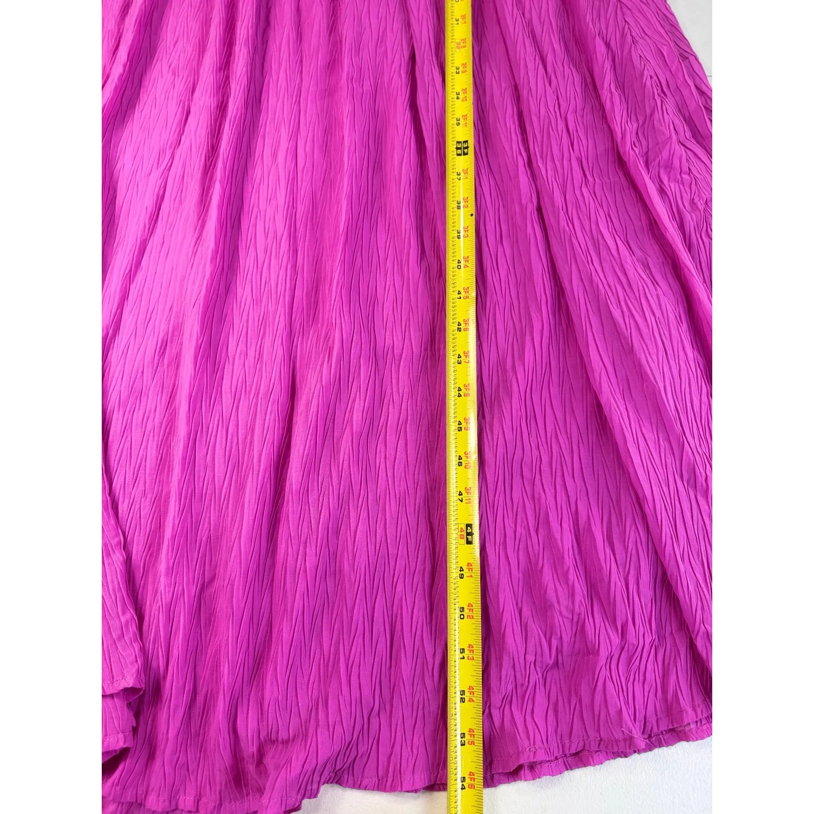 Japna Pink Crinkle Flutter‎ Sleeve Maxi Dress V-Neck Flowy Bohemian Summer - Image 7