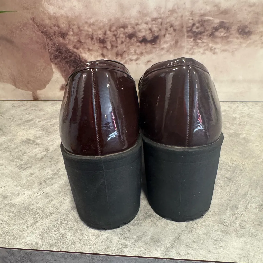 Dirty Laundry Burgundy Patent Faux Leather Chunky Heeled Loafers Women’s Sz 10 - Image 6