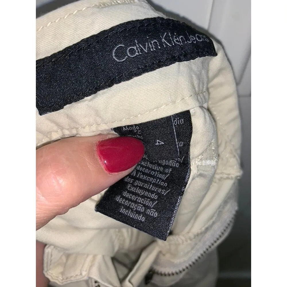 Calvin Klein Women's Beige Cargo Capri Pants Size 4 Casual‎ - Image 5