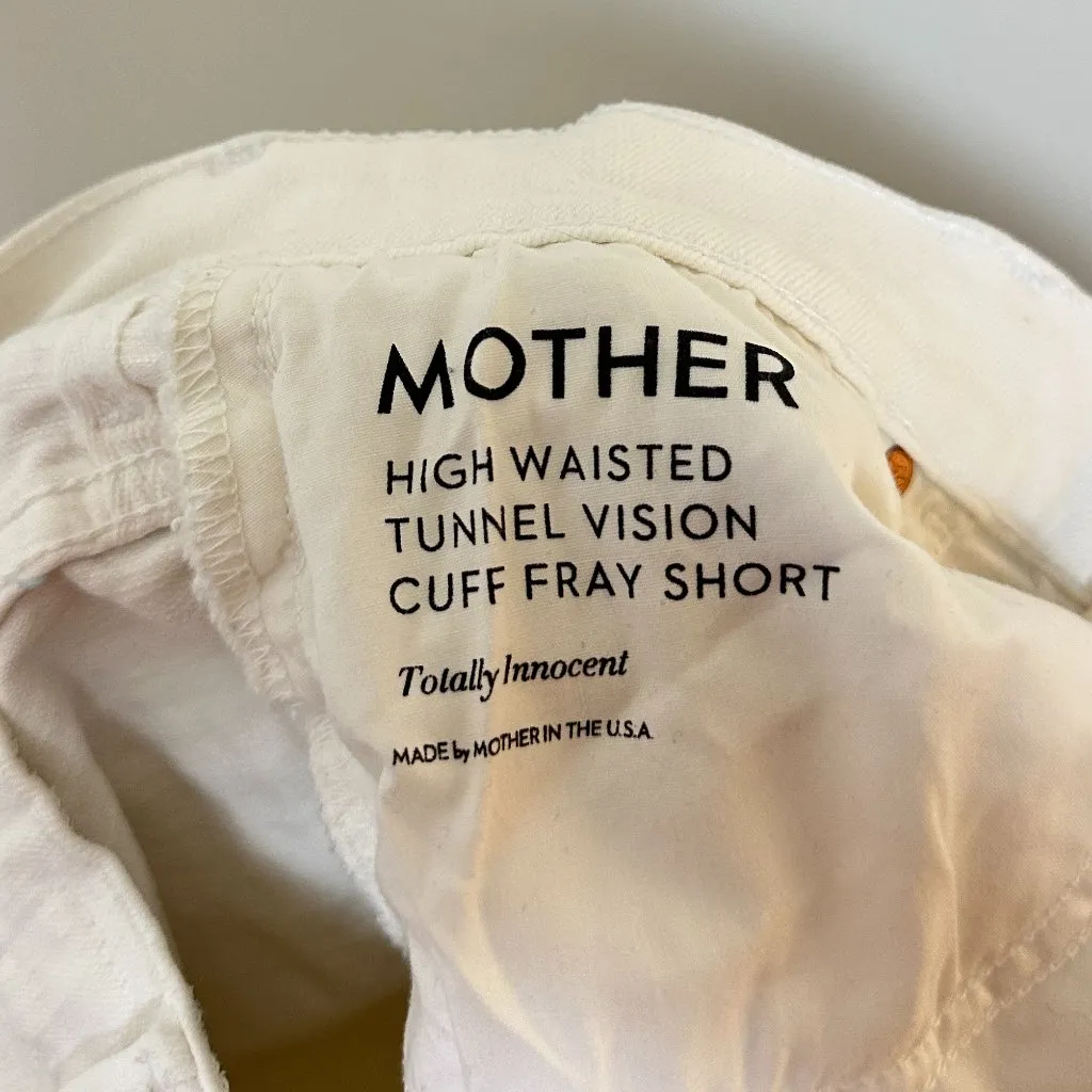 MOTHER High Waisted Tunnel Vision Cuff Fray Short in Wash Totally Innocent US 29 White - Image 11