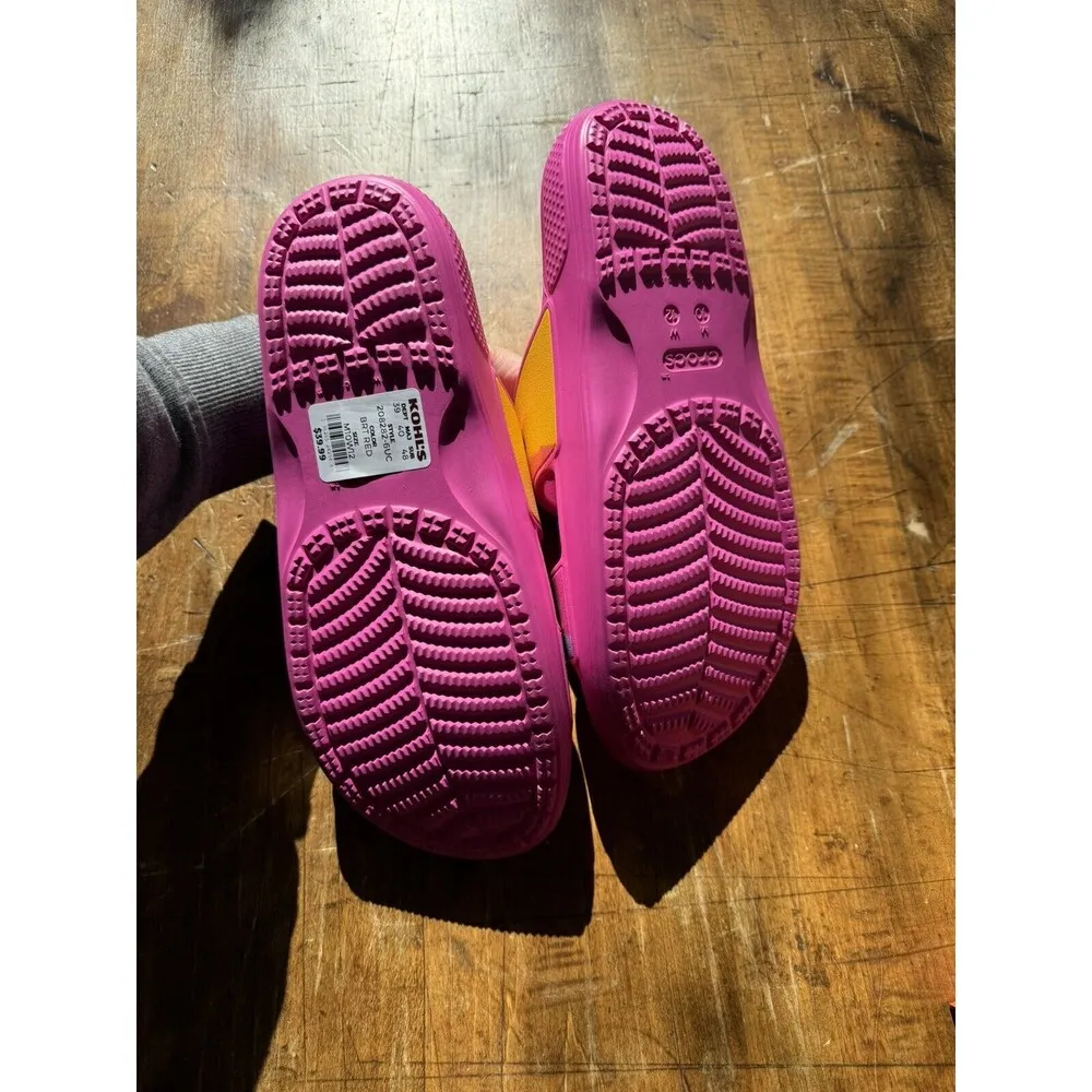 CROCS CLASSIC OMBRE ADULT SLIDE SANDELS M10/W12 Pink Two Straps Comfort Slip On - Image 9