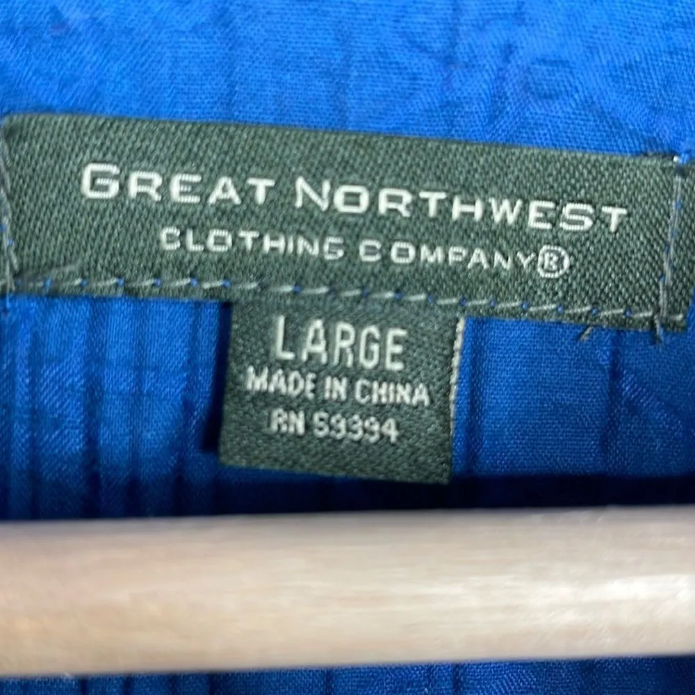 Cottagecore Boho Crinkled Button Down Crew Neck Crochet Detail 3/4 sleeve Large - Image 6