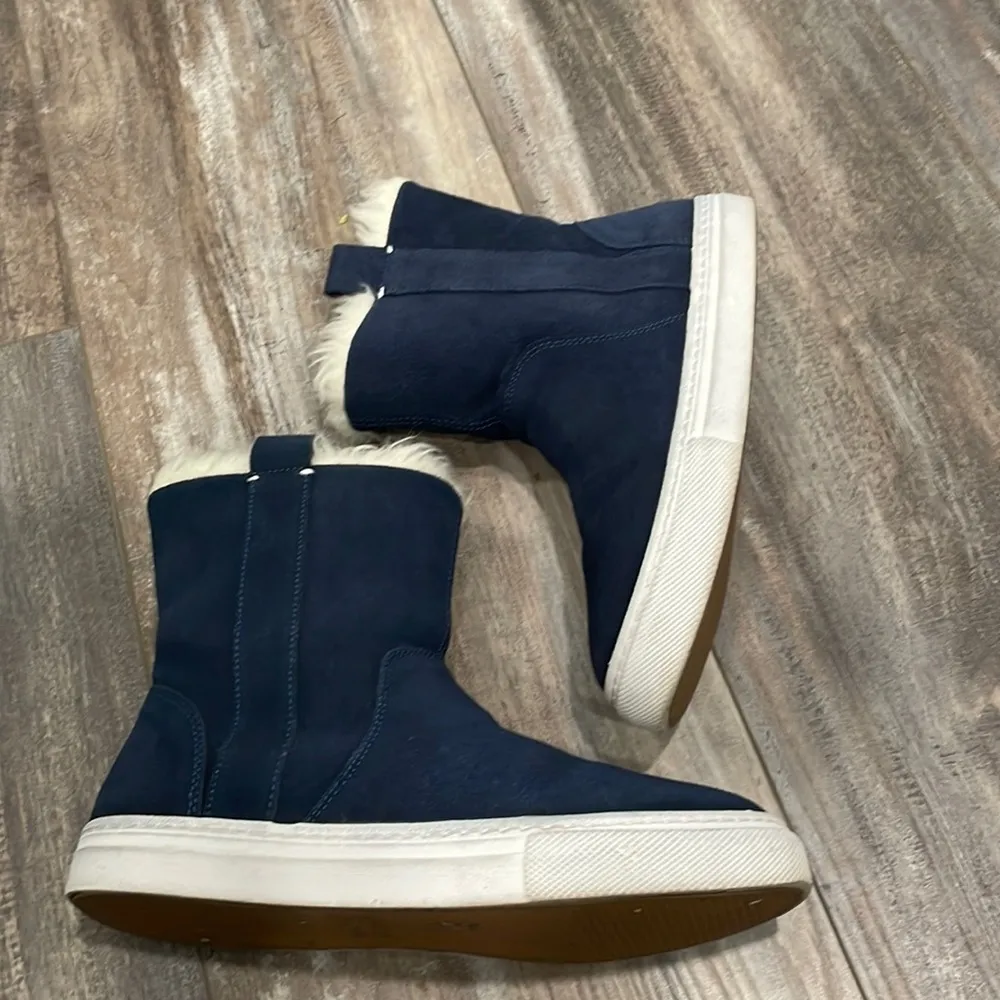 Zara Navy Suede Ankle Boots Size 7 - Image 2