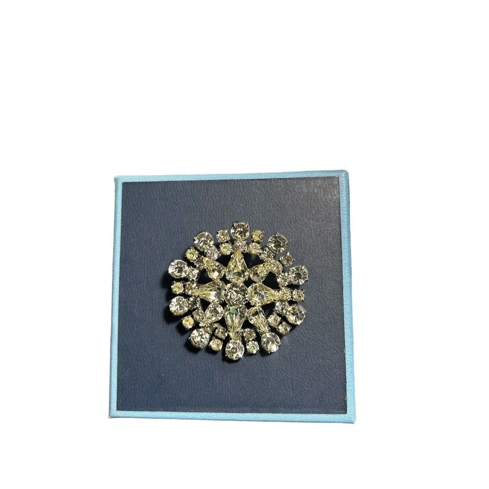 Vintage Kramer of New York Brooch Clear Rhinestone Small Pin Signed 2" - Image 6